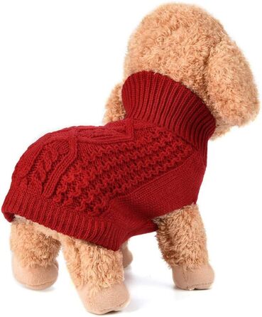 Вовняний пуловер для собак, теплий зимовий пуловер з високим коміром, одяг для собак, теплий пуловер з в'язаного полотна для цуценят, маленьких та середніх собак