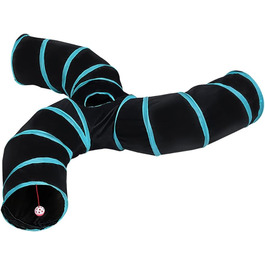 Туннель для котів Alnicov S-подібний, 3-х стороння конструкція, складаний, інтерактивна іграшка-лабіринт для кошенят, цуценят, кроликів та морських свинок з сумкою для зберігання