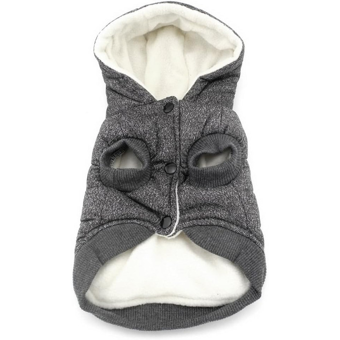 Зунеа - теплий зимовий пуховик для собак маленьких порід, флісова куртка з капюшоном, вітронепроникний одяг для цуценят, жилет, одяг для собак/кішок, сірий, розмір M