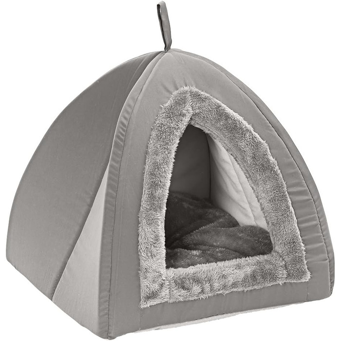 Кішечка-лежанка Dehner Findus, м'яка, поліестер, сірий колір, 40 x 40 x 35 см