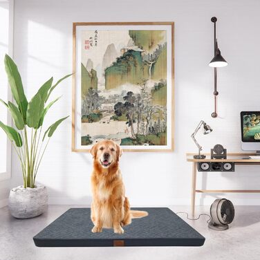 Ортопедичне собаче ліжко Odolplusz для великих собак | М'яке ліжко-кімната для середніх та великих собак | Собача матрацна подушка знімний, пральний чохол | (80x60x7 см, Сірий)