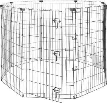 Клітка-бігове колесо для собак та інших домашніх тварин Amazon Basics, металева, складна, з дверцятами, 91 см, чорна (107 см у висоту)