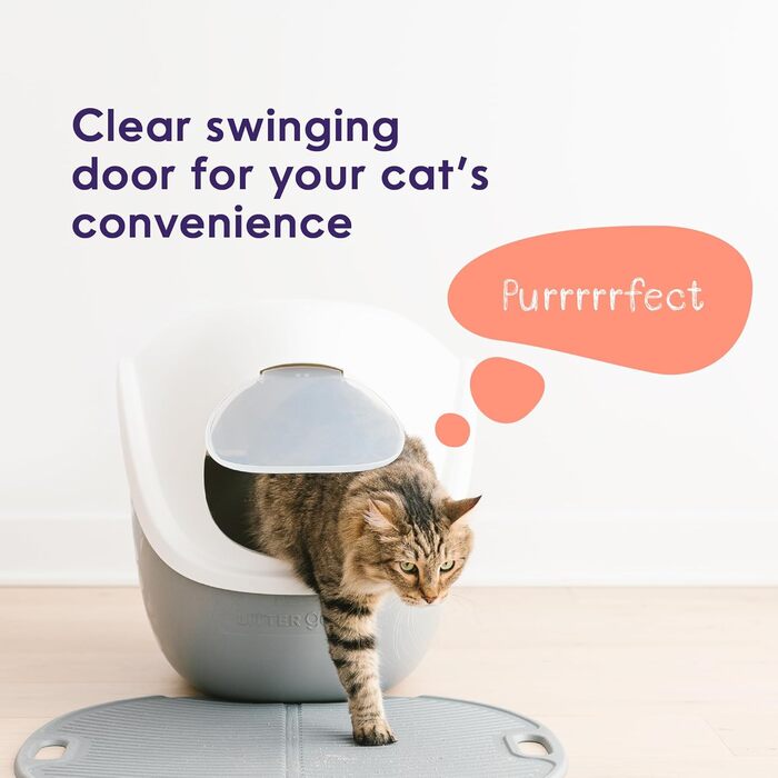 LitterLocker Коробка-лоток для котів сірого кольору, елегантний та практичний дизайн, легке очищення, з совочком (Купол - Білий)