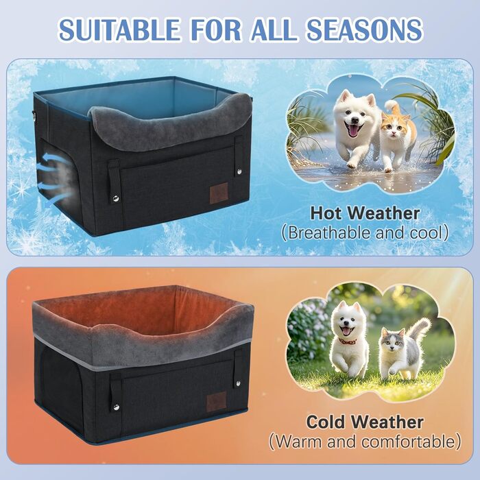 Автокрісло для собак PetsHome, чорне: знімний, миючий, з кишенею, для маленьких тварин