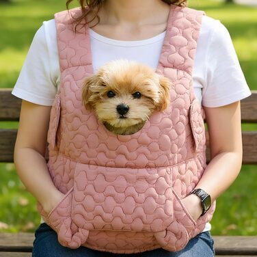 Рюкзак-переноска для собак та котів Ahuuen - Дихаючий, м'який, для маленьких собак, кошенят, цуценят. Підходить для прогулянок, подорожей, кемпінгу, велопоїздок (Рожевий)