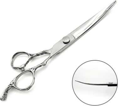 Професійна вигнута ножиця для грумінгу собак та котів, 440C сталь, 7.5 дюймів