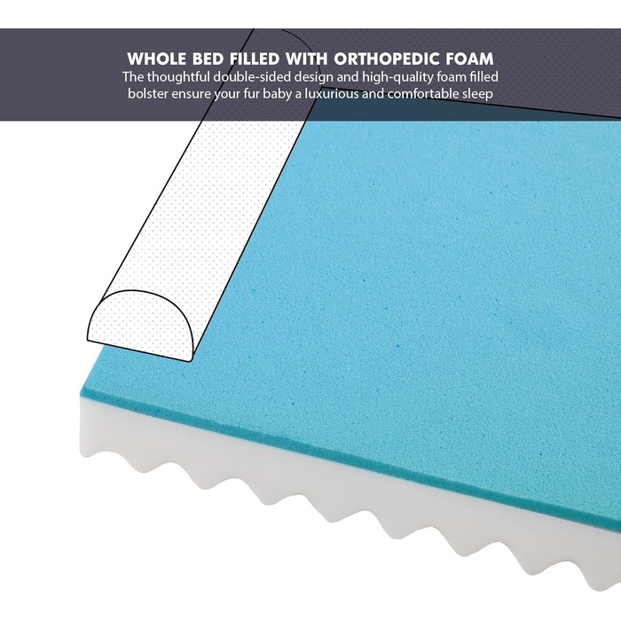 Диван-ліжко для собак великих порід, XXL, ортопедичний, великий, знімний чохол, водовідштовхувальний, антиковзаюча підкладка, Marineblau (темно-синій)