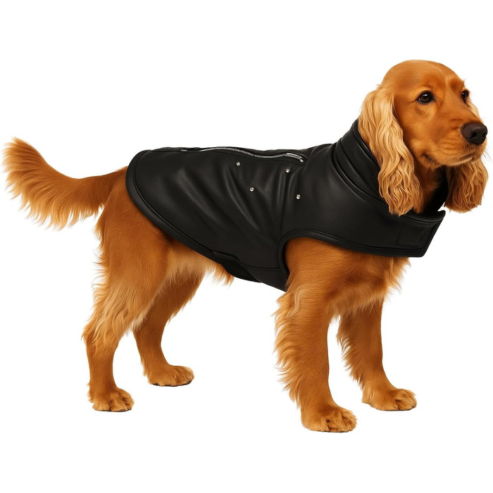 Зимовий теплий нашийник для собак Sergio Schwarz, чорний, A:45см, штучна шкіра, з флісовою підкладкою