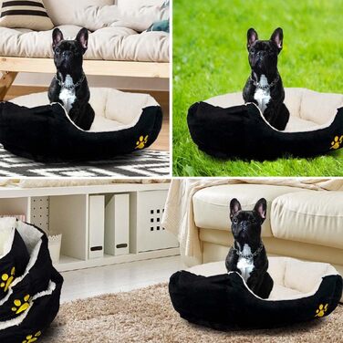 Mobiclinic® Pets Ліжко для собак і котів Pluto, європейський бренд, машинне прання, антиковзке дно, надм'яка тканина, зручно, різні розміри, чорний/білий