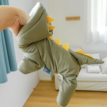 Костюм динозавра для собак: теплий комбінезон-худі з капюшоном, зимовий одяг для собак (зелений, XS)