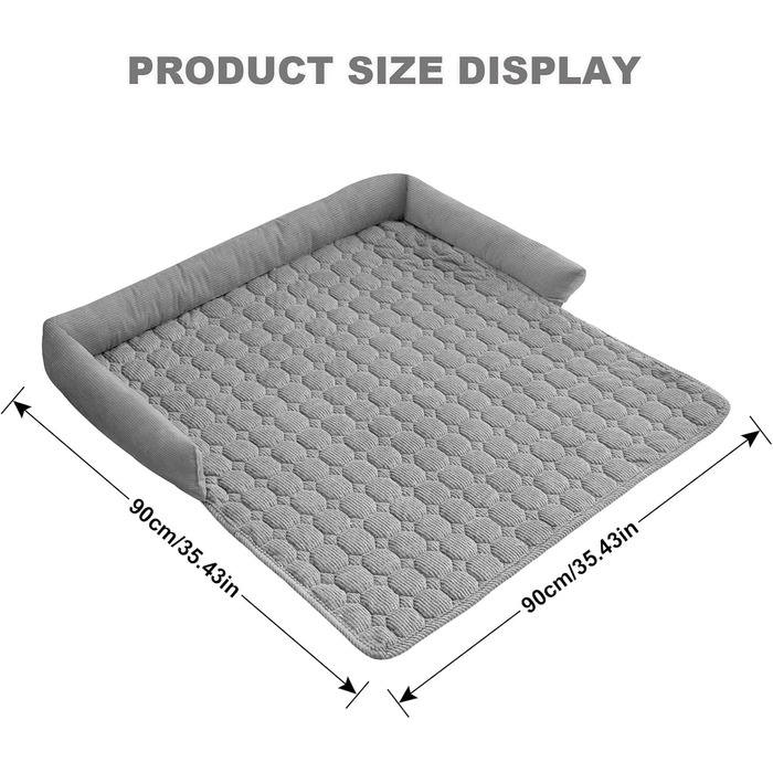 Чохли для дивану LiveGo для домашніх тварин, килимки для лежанок собак, знімні, м'які, сірого кольору (90x90x12 см)