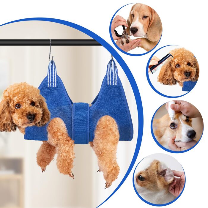 Набір для догляду за тваринами: гамак, пристосування для грумінгу, інструменти для стрижки нігтів (синій, M)