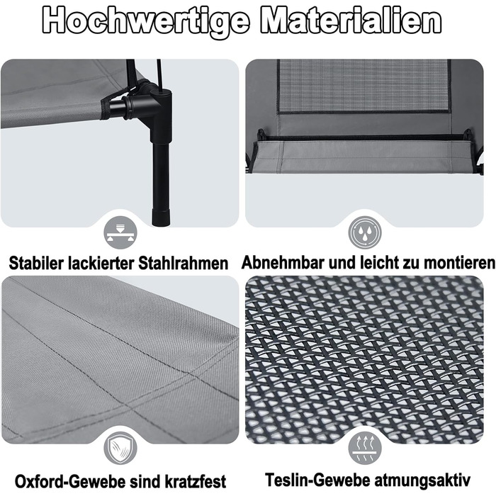 Лежанка для собак з дахом, піднята лежанка для собак, собаче ліжко, диван для собак, місце для сну для великих собак до 50 кг, для використання в приміщенні та на вулиці (92x76x92 см, L)