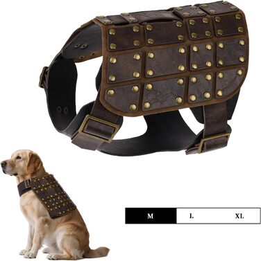 Костюм для собак у середньовічному стилі EpicCos, без повідка, жилет з декоративної шкіри, 3 розміри, одяг для косплею, розмір XL (жилет для собак, середній)