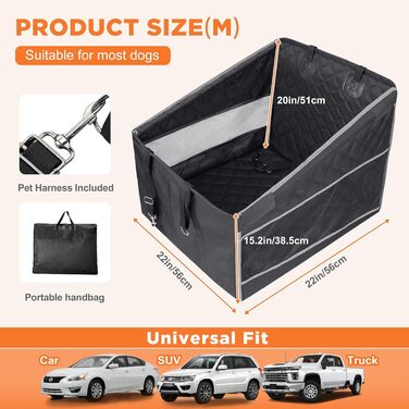 Автокрісло для собак Gimars – стабільне, водонепроникне, для великих та середніх порід, з безпечними ременями та сітчастими віконцями