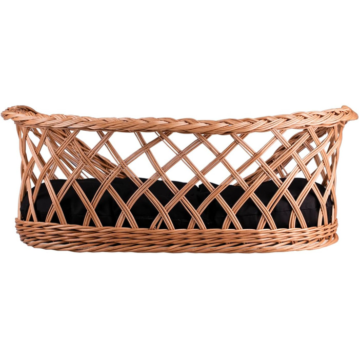 Корзина для собак та котів, лежанка овальної форми, з подушкою, коричнева