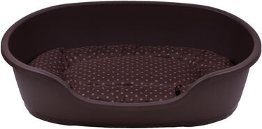 Корзина для собак Adena, 58 x 38 см, коричнева + подушка з прикрасою у вигляді крапок, коричнева, 58 x 38 x 20 см