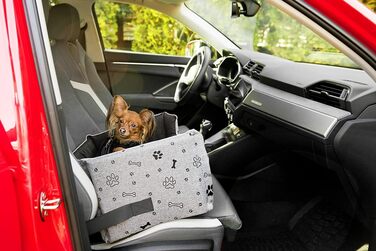 Автокрісло для собак Boutique Zoo | Зручне автокрісло для собак, котів та інших домашніх тварин | Для заднього сидіння, пасажирського сидіння | Автоматичне ліжко для собак, сумка-переноска | Поліестер, еко-замша | Колір: | Розміри: (L (57x50 см), Сірий / 