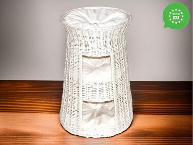 Кігтечка-ліжко для котів - Кругла кімната для відпочинку - Кігтечка з лози - Триповерхове ліжко для собак або котів - Плетена корзина білого кольору - (Бежева подушка)