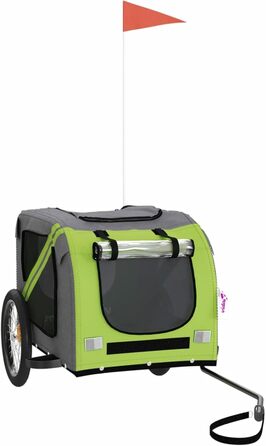 Причіп для велосипеда з собакою, зелений та сірий, Oxford-тканина та метал