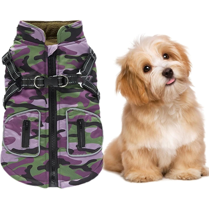 Зимовий теплий одяг для собак - водонепроникний теплий жилет для цуценят з інтегрованим шлейкою, захист від будь-якої погоди | Надійний крій для собак маленьких, середніх та великих порід