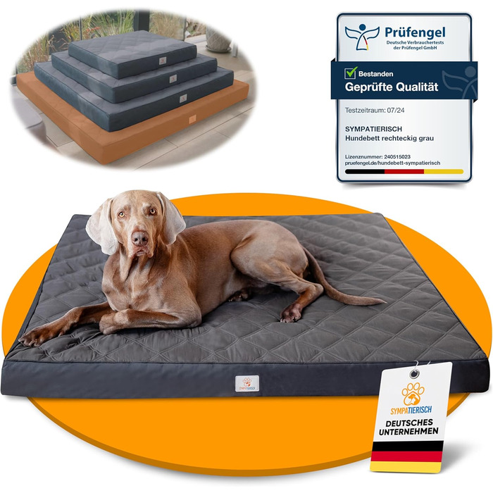 Ортопедичне собаче ліжко - водовідштовхувальне, ковзаюче, знімний чохол | Для собак маленьких та великих | 130x120x9 см, сірий XL