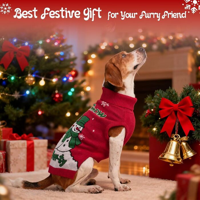 Світшот для собак IECOii з коміром-мотоциклом, флісовий пуловер, святковий пуловер на Різдво, в'язаний пуловер для собак на Хелловін, м'який пуловер для собак, зелений, червоний (XL)