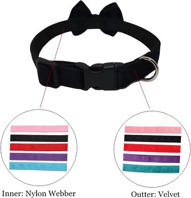 Нашийник для собак Vioett (L, Чорний) з фіксуючим тросом, м'яка оксамитова тканина, для великих собак