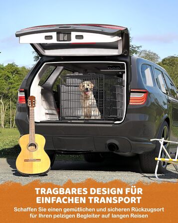 Yaheetech клітка для собак XL 107×60×66 см, складана, з перегородкою і 2 дверима, для дому і авто, з висувним піддоном, чорна