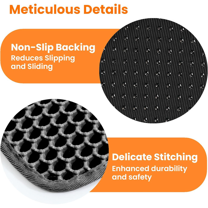 Килимок для котячого туалету Petinstinct, XXL, 116x66 см, чорний, двошаровий, бджолиний дизайн