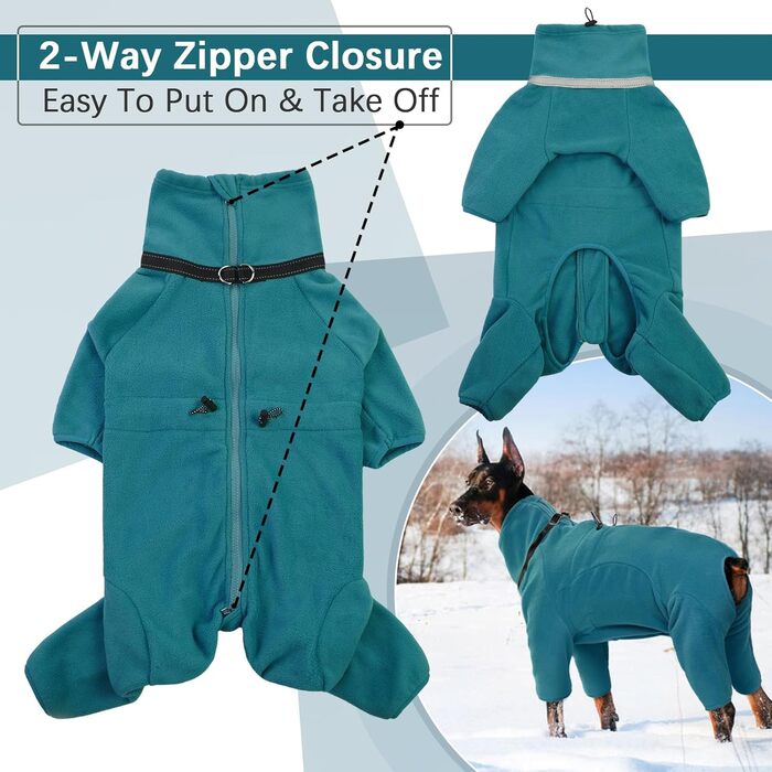 Теплий зимовий одяг для собак: пуховик, тепла куртка, піжама, комбінезон, одяг для собак S, M, L, великих, середніх, малих порід, зелений