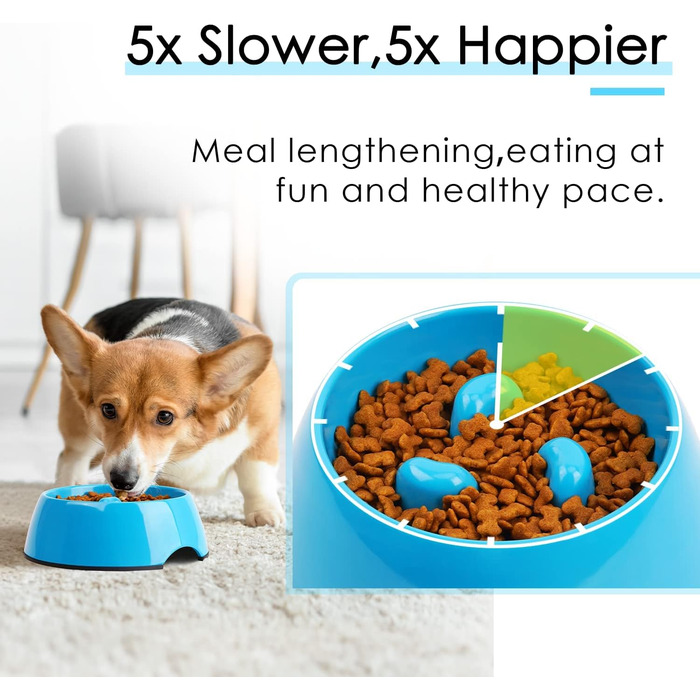 Інтерактивна миска для собак та котів Uperdeign, антизатримка, для маленьких та середніх порід, блакитна, Small