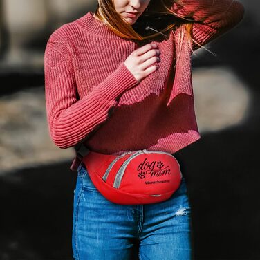 Персоналізована сумка-бананка для собак 'Dog Mom' з іменем | Лежанка для тренування | Сумка для ласощів (Чорний/Світло-блакитний) (Червоний / Срібний)