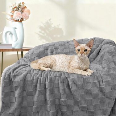 Водонепроникний плед для собак Luciphia, великий розмір, Sherpa Fleece, двосторонній, захист ліжка/дивану, для котів та собак, бежевий (Cookie Grey), X-Large (85x57 дюймів)