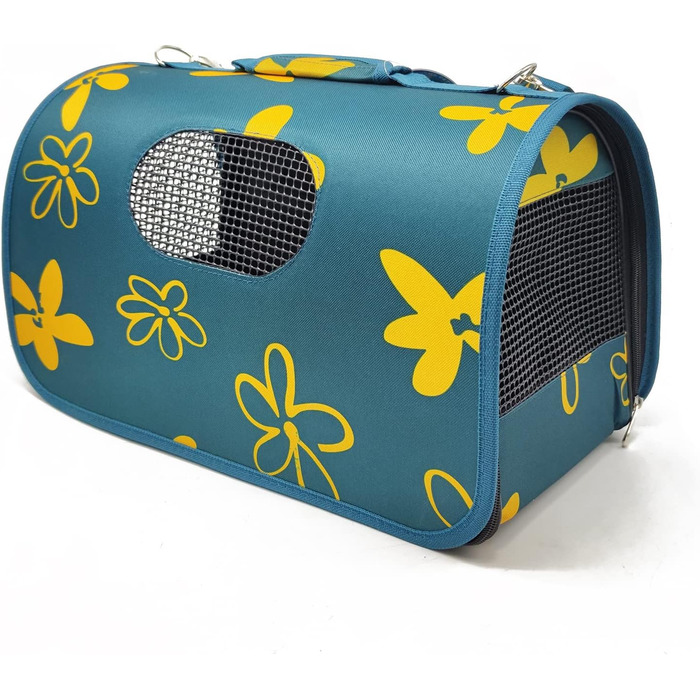 Сумка-переноска для собак, котів та інших тварин BPS, тканина, розмір M (43.5x25x25 см), блакитний, зелений, червоний, чорний