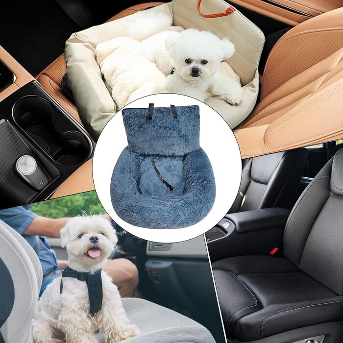Автокрісло для собак, лежанка для собак у машину, автолежанка для тварин, автокошик для собак, автокрісло для маленьких, середніх та великих собак, сірий колір, розмір M