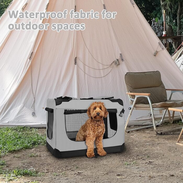 Транспортна переноска для собак PISPET - складана, сірого кольору (80x55x55 см)