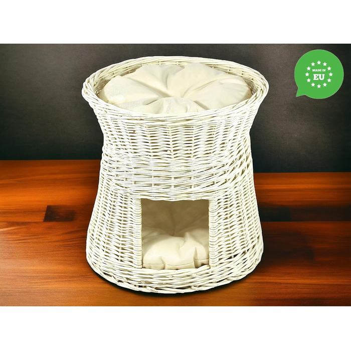 Кігтеточка-будиночок для котів, 50 см, з подушкою, з плетеної лози, двоярусна, для дому