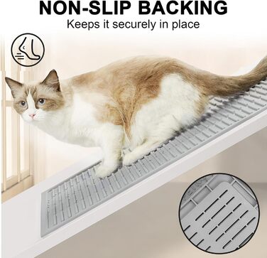 Килимок для котячого туалету PetNova, 101.6 x 76.2 см, силікон, вологостійкий, з рельєфом, легко миється, для кількох котів, сірий колір