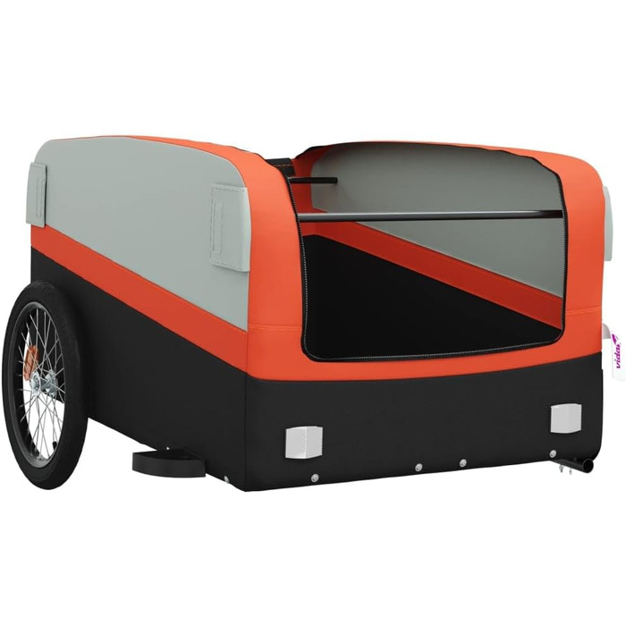 Причіп для велосипеда, переноска для собак, транспортний причіп чорного та оранжевого кольору, 45 кг, сталь, для щоденного транспортування, універсальний, легко монтується