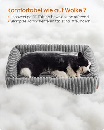 Feandrea Крізь для собак, великий ортопедичний лежак для собак, знімний лежак для собак, м'який лежак для собак, м'яка підстилка, 91 x 68 x 18 см, PGW312GD01 (XL (106 x 75 x 20 см), Taubengrau)