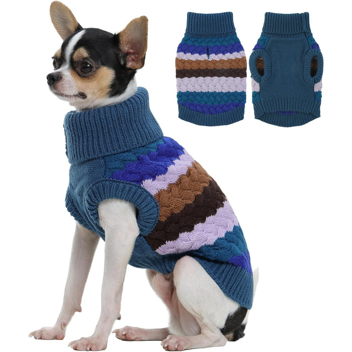 Теплий пуловер для собак Kuoser, малі та середні породи, фліс, зимовий одяг, блакитний, XS