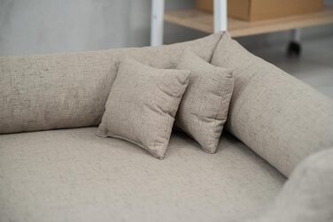 Ортопедичне ліжко для собак Bruno Grosse середнього розміру. М'яке ліжко-матрац для собак з Aura-тканини, з Memory Foam. Зручне, зносостійке та міцне (L, Бежевий)