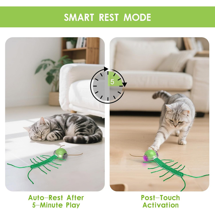 Інтерактивна іграшка для котів FLERDMAU - автоматичний м'ячик з імітацією звуків птахів, USB-зарядка, для дому (зелений)