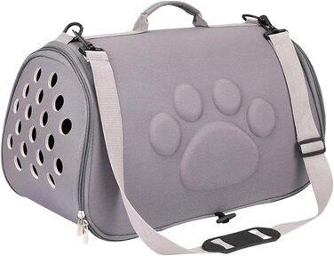 Транспортна сумка для котів та собак | З плечовим ремінцем | Легка сумка для цуценят та маленьких собак - для подорожей, прогулянок, літака, ветеринара (Сірий, L)
