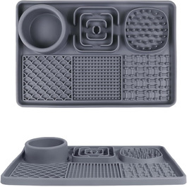 Силіконовий килимок для собак та котів Upgrade XL з великим присоском (без BPA) - рожевий/сірий