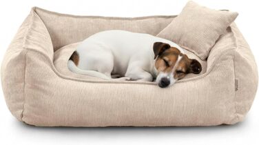 Gutekissen® Lucky: М'яке собаче ліжко - килимок для собак великих та малих порід. Легко миється, з поліуретановою начинкою та знімним чохлом (Крем, S - 65x55)