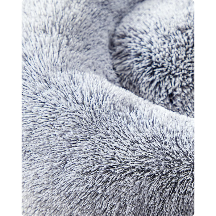 Ліжко для собак Feandrea, ліжко для котів, подушка-донат, 70 см, м'який плюш, знімний наповнювач, Ombré-Сірий