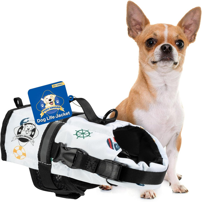 Жилет для плавання собак Paws Aboard – регульований, світловідбиваючий, зручний, різні кольори та розміри XXS-XL