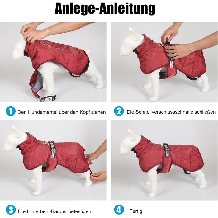 Зимовий одяг для собак FeimaX: теплий, вітронепроникний зимовий одяг для собак середніх та великих порід. Вітронепроникна жилетка для собак з D-кільцем (червоний, 5XL)